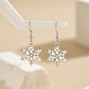 Snowflake Earrings for Women, Silver Christmas Dangle Earrings