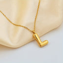 Initial Necklace A to Z, Bubble Letter Necklace, 18K Gold Plated Stainless Steel