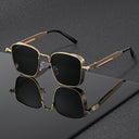 Biarritz square tinted fashion glasses with side shields and a gold frame, view 4