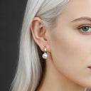 Pearl Hoop Earrings for Women, Small Faux Pearl Hoops, 18K Gold Plated