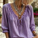 Amalia Ruffle Tie-Neck Blouse Effortless Summer Elegance