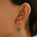 Heart Earrings for Women, Stainless Steel Heart Petal Earrings, Black or White
