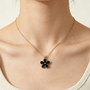 Flower Pendant Necklace for Women, Gold Tone with Enamel Petals