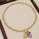 Seashell and Tulip Pendant Necklace, Gold Stainless Steel Necklace for Women