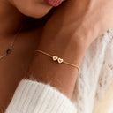 Heart Initial Bracelet, Custom Letters on Heart Charms, 18K Gold Plated Stainless Steel, 1 to 5 Letters