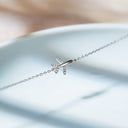 Airplane Charm Bracelet, Adjustable Silver Bracelet with Cubic Zirconia