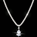 Rhinestone Teardrop Necklace, Silver Sparkle Pendant Necklace for Women