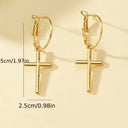 Cross Earrings for Women, Large Cross Drop Earrings, Gold or Silver
