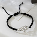 Infinity Love Bracelet, Adjustable Black Braided Cord Bracelet for Women