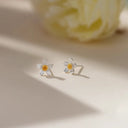Daisy Stud Earrings for Women, Small Silver Flower Studs