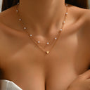 Heart Bead Layered Necklace, Gold Multi Layer Necklace for Women