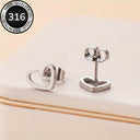 Gold Heart Stud Earrings, 316 Stainless Steel, Hypoallergenic, Tarnish Resistant