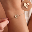Paw Print Heart Bracelet with Engraved Name, Gold, Silver or Rose Gold, Pet Lover Gift