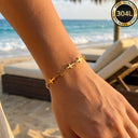Cross Chain Bracelet for Women, 304L Stainless Steel, 18K Gold Plated or Steel
