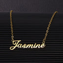 Cursive Name Necklace, Custom Nameplate Pendant, 18K Gold Plated Stainless Steel, Gold or Silver