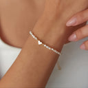 Heart Pendant Bracelet for Women, Gold Tone with White Heart