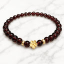 Red Bead Flower Bracelet for Women, Wine Red Glass Bead Bracelet
