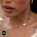 Gold Flower Necklace for Women, 304 Stainless Steel Floral Collarbone Necklace