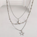 Star Layered Necklace for Women, Multi Layer Pendant Chain, Gold or Silver