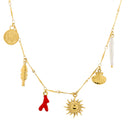 Harriet Gold Shell and Pearl Charm Necklace, view 3
