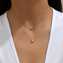 Double Layer Drop Necklace for Women, Dainty Layered Necklace, Gold or Silver