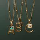 Vivian Initial & Birthstone Charm Necklace, view 3
