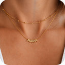 Bubble Letter Name Necklace, Double Layer Gold Necklace, Custom Name or Initial