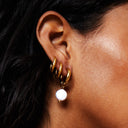 Mariana Chunky Freshwater Pearl Hoop Earrings, view 4