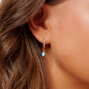 Marisol Gold Turquoise Drop Hoop Earrings