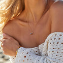 Thea Blue Evil Eye Necklace with Freshwater Pearl, view 14