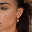 Paola Green Zircon Olive Huggie Drop Earrings, view 3