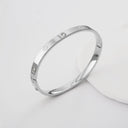 Clover Bangle Bracelet for Women, Stainless Steel, 18K Gold Plated or Silver