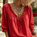 Amalia Ruffle Tie-Neck Blouse Effortless Summer Elegance