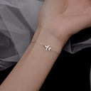 Airplane Charm Bracelet, Adjustable Silver Bracelet with Cubic Zirconia