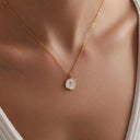 Cross Necklace for Women, 18K Gold Plated Cross Pendant, White or Blue