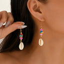Starfish and Shell Earrings, Boho Beach Earrings, Multicolour, Pink or Blue