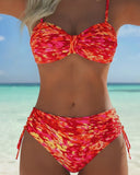 Avery abstract print bikini set with thin straps, view 3