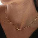 Gold Bead Station Necklace for Women, 18K Gold Plated, Gold or Silver