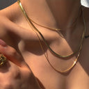 Snake Chain Necklace Set of 2, Stainless Steel Layered Necklaces, Gold or Silver