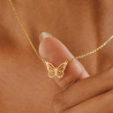 Butterfly Necklace for Women, Hollow Pendant on Stainless Steel Choker Chain