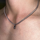 1pc Sleek Silvery Necklace - Fashionable Snake Chain Design for Men