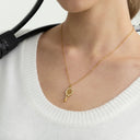 Gemma Gold Tennis Racket Necklace, view 3