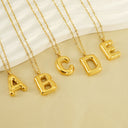 Initial Necklace A to Z, Bubble Letter Necklace, 18K Gold Plated Stainless Steel