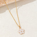 Flower Pendant Necklace for Women, Gold Tone with Enamel Petals