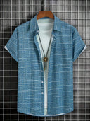 Esperance Men's Stripe and Check Pattern Shirt, view 12