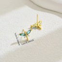 Dragonfly Earrings for Women, Cubic Zirconia, Gold, 316 Steel Posts