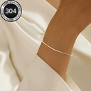 Bead Bangle Bracelet for Women, 304 Stainless Steel, Gold or Silver