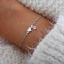 Initial Bracelet with Heart Charm, Red, Pink or White Heart, 18K Gold Plated Stainless Steel