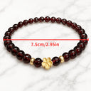 Red Bead Flower Bracelet for Women, Wine Red Glass Bead Bracelet