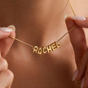 Bubble Letter Name Necklace, 3D Balloon Letters on Round Snake Chain, Gold or Silver, 1 to 12 Letters